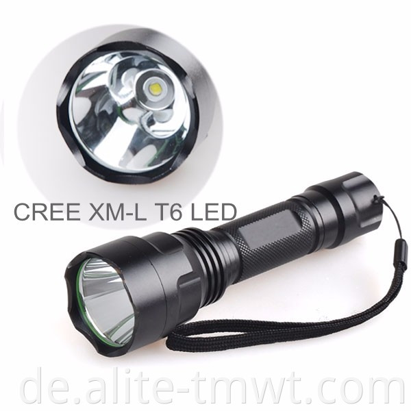 High Beam C8 Style Long Distance XML-T6 LED-Taschenlampe mit Jagdhalterung und Druckschalter